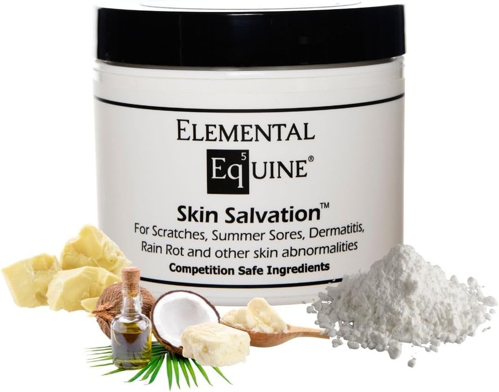Elemental Equine Skin Salvation 4oz for Horses - Bojové škrábance, bahenní horečka, Letní vředy, Dermatitida, Letní krusta, Cannon Bone Gunk a podobné kožní problémy v koních
