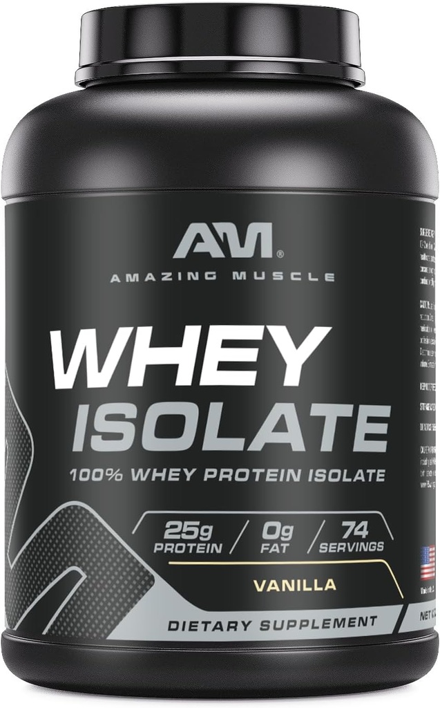 Amazing Muscle Whey Protein Isolate Powder 124; 25 Grams Protein Per Serving Isolate 124; 100% Syrovátka Isolate 124; Nula Fat 124; Made in USA (5 Lb, Vanilla)