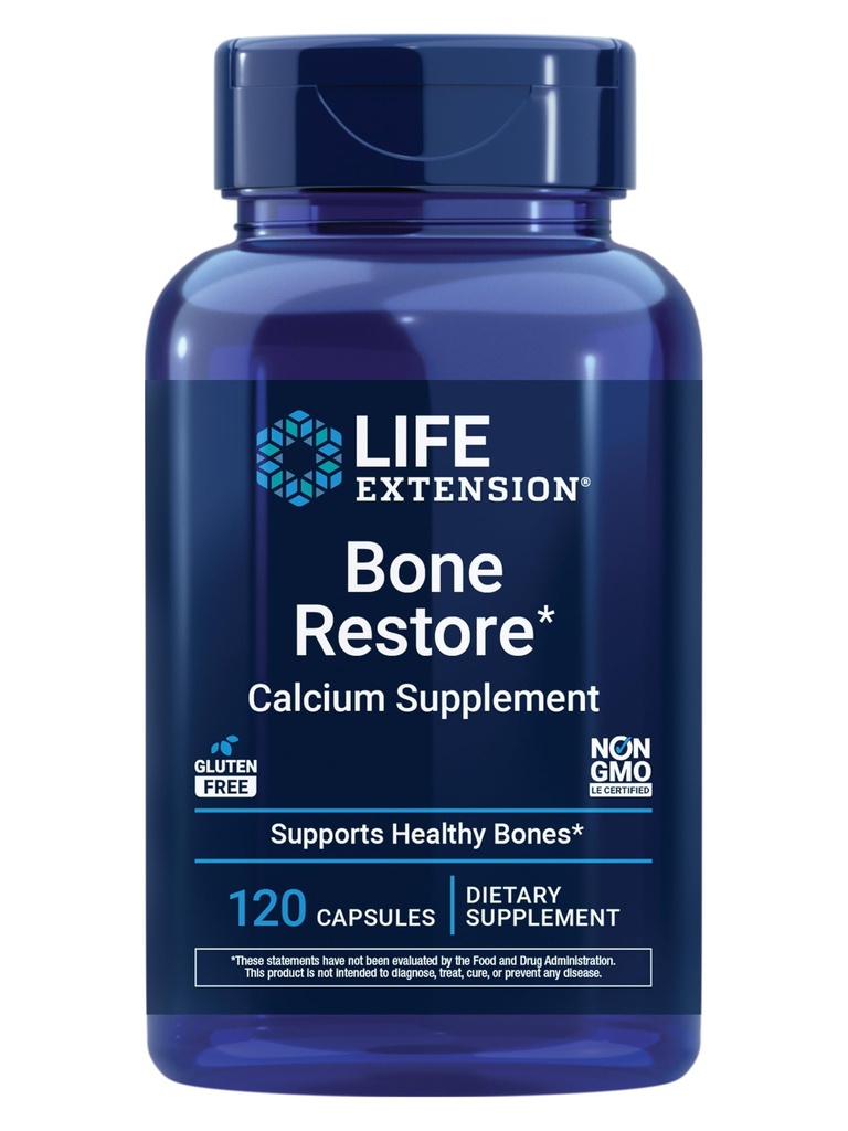 Life Extension Kostní obnova doplněk vápníku, Vitamin D3, Hořčík, Boron, zinek, mangan, křemík, pomáhá udržet zdravou hustotu kostí, gluten- free, Non- GMO, 120 Kapsle