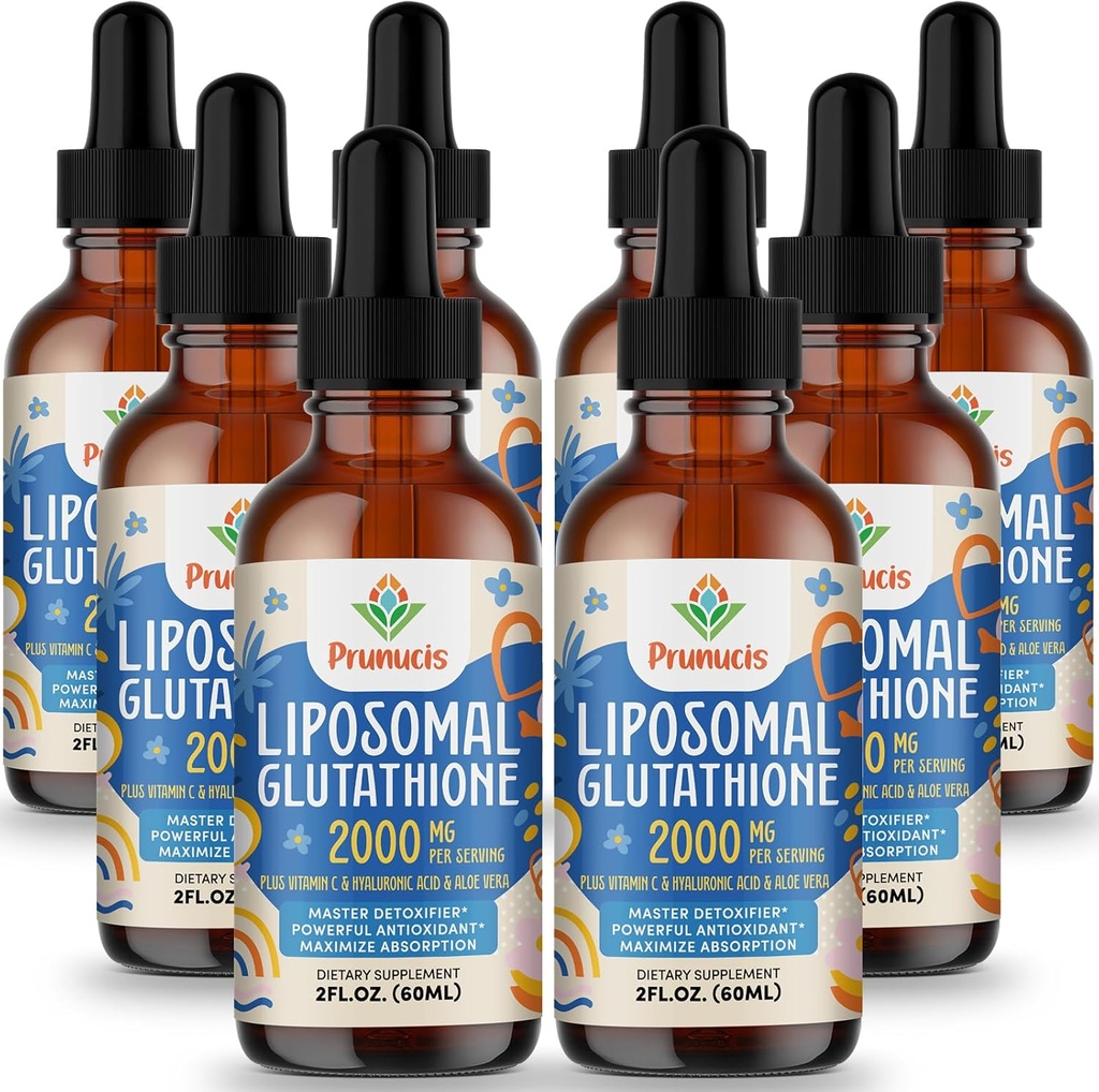 2000MG Liposomal Glutathione Liquid, 98% Absorpce, Aktivní forma L-Glutathione dodatek, Vegan Friendly, Výkonný antioxidační komplex pro imunitní systém, Stárnutí obrany, Detox, 16 FL.OZ