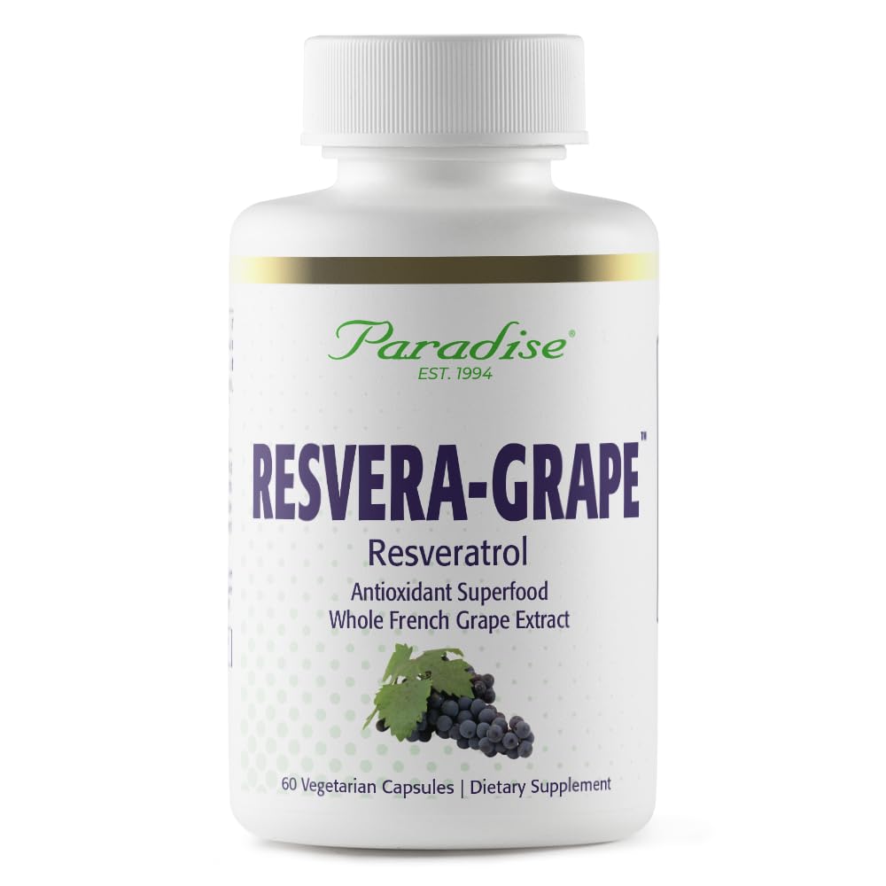 Paradise Herbs Resveragrape, Resveratrol + Polyfenoly + Opc 's, Super Potent, Ultra Pure, Non- GMO, Gluten Free, 60 Vegetariánských kapslí