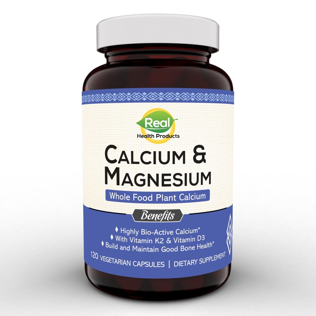Plant vápník a hořčík dodatek s boronem, Vitamin D3 & K2 MK-7 - Optimální kalcium- hořčík poměr pro sílu a zdraví kostí, Vegan, Non- GMO, Allergen- Free, 120 Kapsle