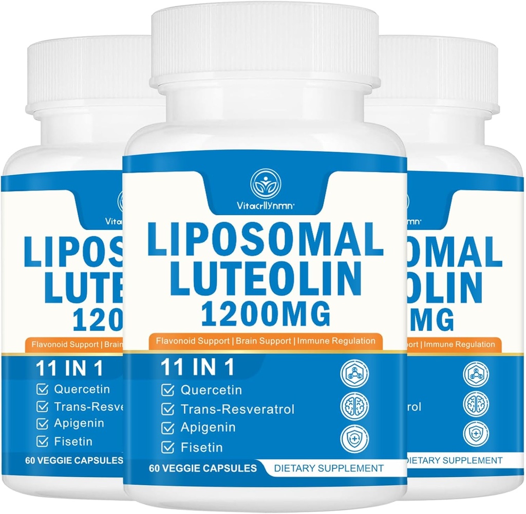 1200MG Lipozomální luteolin dodatek - Maximální absorpce, Antioxidační zvýšení pro mozek 180 Kapsle