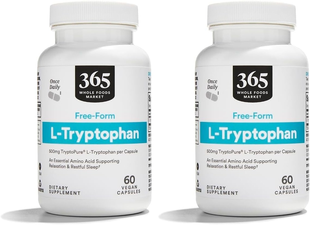 365 podle Whole Foods Market, L- Tryptofan, 60 Veggie Kapsle (Balení po 2)