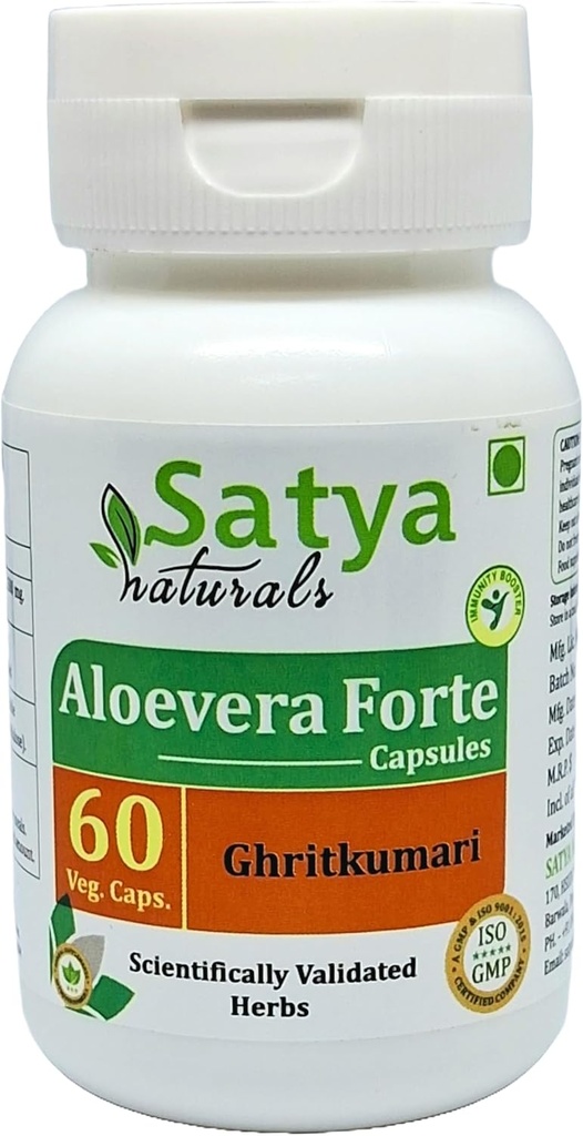 Aloevera Forte Kapsle 500 mg. 60 Veg. Kapsle 124; Aloevera (Ghritkumari) Extrakční kapsle pro muže a ženy 124; Jeden měsíc Zásobování 124; Ayurvedic Bylinné doplňky / Remedies (1 lahvička 60 Kapsle)