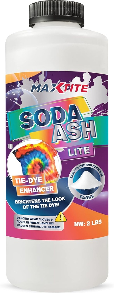 MAXTITE Soda Ash Lite (2 libry) - 100% čistý uhličitan sodný - Pračka Soda, Tie Die, pH zvyšovač a další - HDPE Container w / Resealable Child Resistant Cap