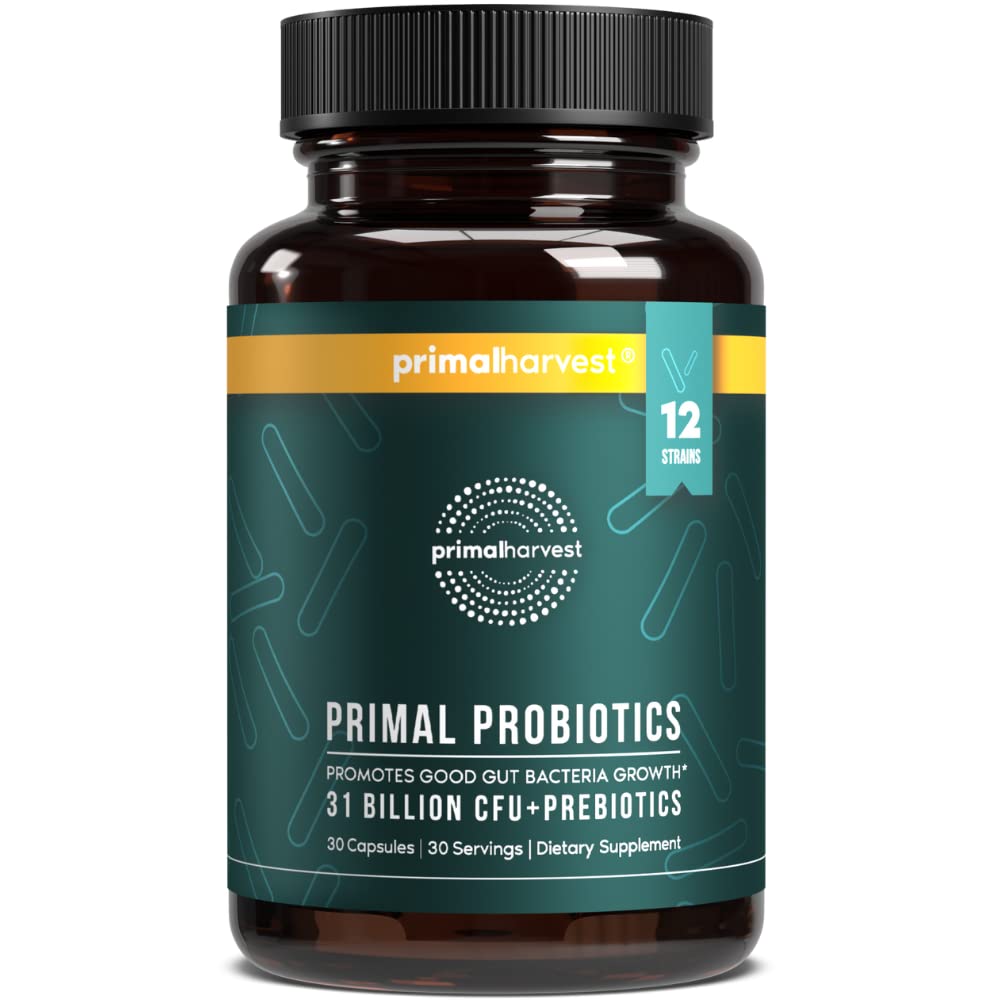 Primal Harvest Probiotika pro ženy a muže Denní Probiotický dodatek s 12 Stravovacích šňůr pro Gut & Digestive Health 30 Kapsle
