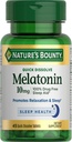 Nature 's Bounty Melatonin, 100% droga zdarma spánková pomoc, Dietní dodatek, Promotes Relaxation and Sleep Health, 10mg, 45 Rychlé rozpuštění tablety