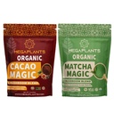 MegaRostliny Cacao Magic & Matcha Magic (50 Služeb) 124; Superfood 5 Houba Powder Blend for Focus, Clarity & Energy PHI124; USDA Organic