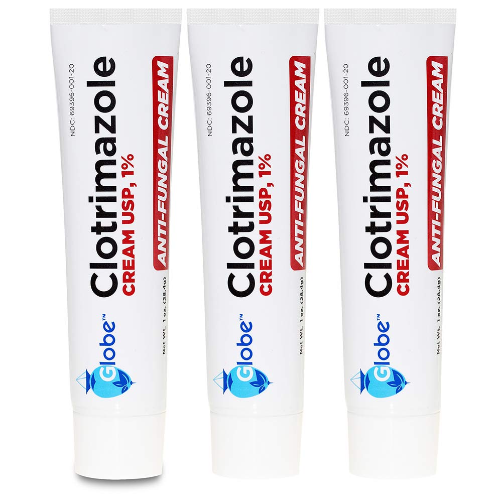 Globe Clotrimazol Antimykotická krém 1% USP, 1 oz (3 Pack), Anti Fungal Léčba, Relieves Svědění, Hoření, Praskání a škálování Associated Athletes Foot, Jock Itch, Ringworm a další