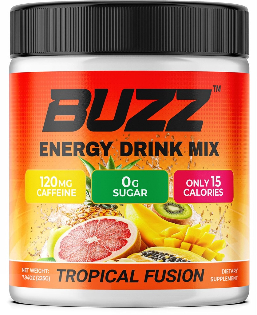 Energy Drink Powder - Energy Boost Drink Mix - Sugar- Free Energy with Antioxidants - Morning Kickstart and Sports Nutrition Endurance Product - 30 Serings, 8 Ounces (Tropical Fusion)