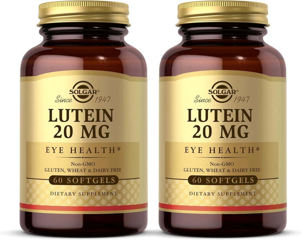 Solgar Lutein 20 mg, 60 Softgels (Balení 2) - Podporuje oční zdraví - Pomáhá filtrovat modré světlo - Obsahuje FloraGlo Lutein - Non- GMO, gluten zdarma, mlékárenské zdarma - 120 Celkem služby