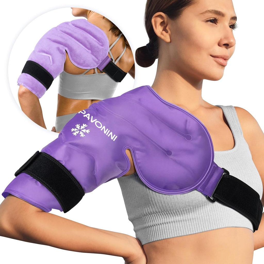 KingPavonini ramenní rameno Rotator Cuff Studená terapie, Reuse Gel Ice Pack pro zranění na rameni, bolest, Otok, ramenní chirurgie, Tendonitis, Bursitis, Purple, střední velikost