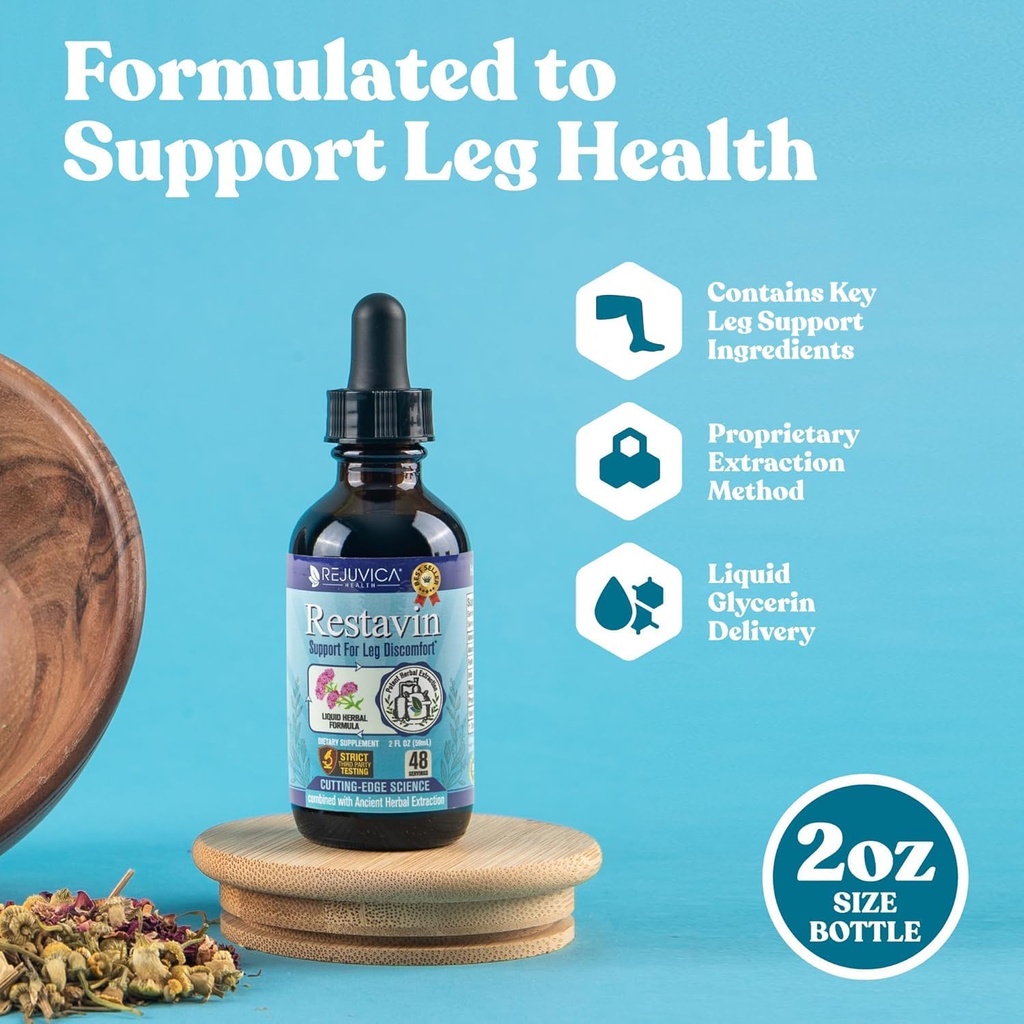 Restituce - Advanced Leg Support Supplement - Liquid Delivery for Better Absorption - Vitamin C, Žehlička, Valerian, Turmeric, Magnesium & Více!