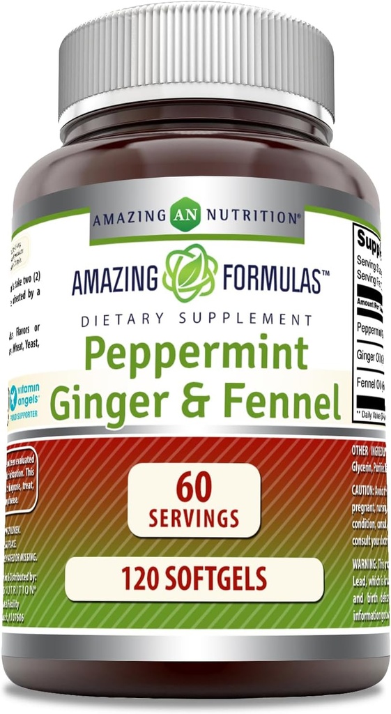 Úžasné doplňky - Peppermint, zázvor a fenykl dietní dodatek - 363 miligramů - 120 Softgels (Non- GMO, gluten zdarma) -