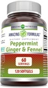 Úžasné doplňky - Peppermint, zázvor a fenykl dietní dodatek - 363 miligramů - 120 Softgels (Non- GMO, gluten zdarma) -