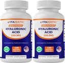 Vitamatic 2 Pack Hyaluronic kyseliny doplňky 200mg - Podporuje zdravé spojovací tkáně a spojky - Podpora mladistvé zdravé kůže - Celkem 240 Kapsle