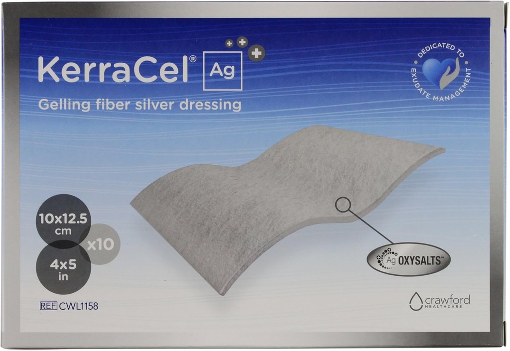 Ag 4 "x 5" Gelling Fiber Silver by dressing (CWL1158) - Absorbuje a izoluje odsávání ran a zabíjí bakterie, Micro- Contours to Wound Bed, Udržuje zdravé vlhkosti úrovně (Box 10)