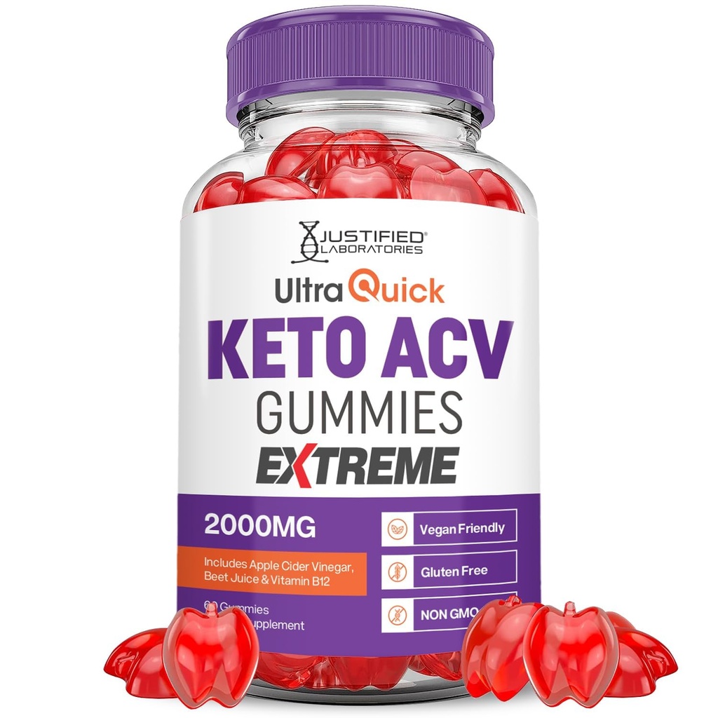 Ultra rychlé Keto ACV gummies Extreme 2000MG Ultraquick Keto Gummies Apple Cider Ocet extrahovaný s granátovou řepou Juice Powder B12 Vegan Non GMO 60 gummys