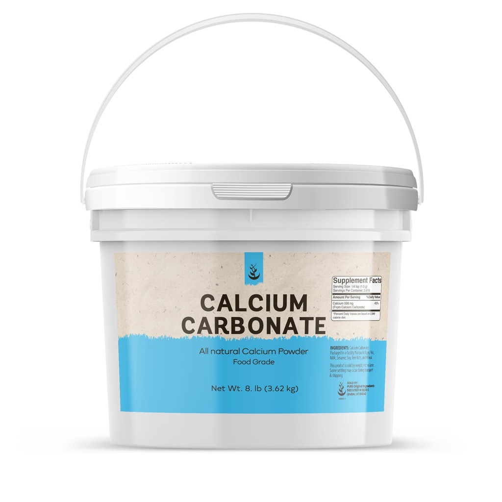 Čisté původní ingredience vápenatý karbonát prášek (1 gallon) Dietní dodatek, Konzervační potraviny, opakovaně použitelné plastové pouzdro
