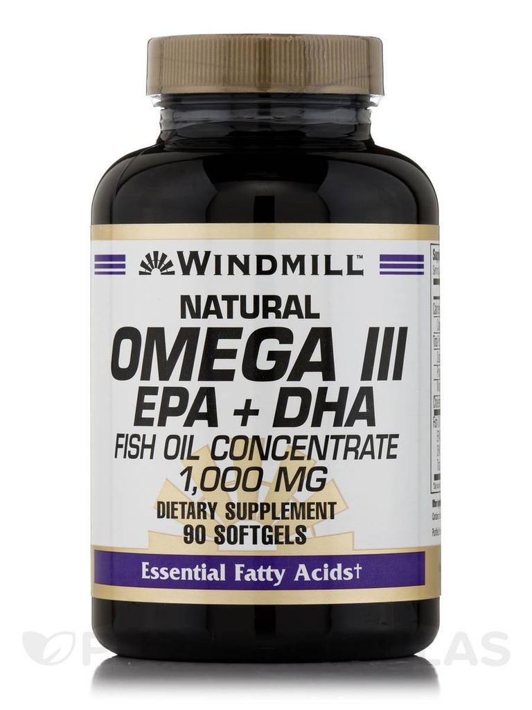 Větrný mlýn Omega 3 Fish Oil 1000 mg Softgels, 90 ct