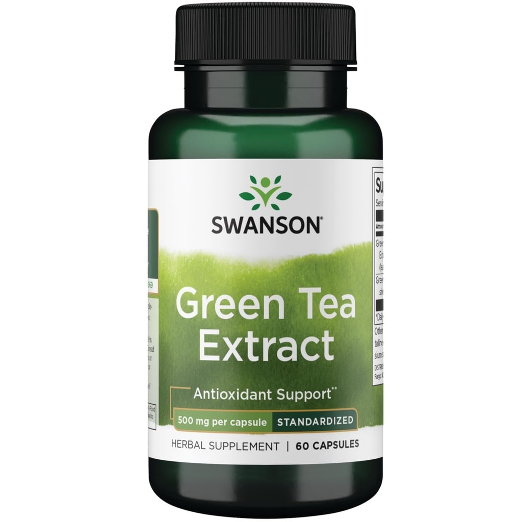 Swanson Green Tea Extract 500 miligramů 60 Kapsle