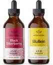 Herbamama Herbal Liquid Drops Kit - Bundle of Black Elderberry Extract and Mullein Leaf Tincture 4 fl oz - Vegan, Non- GMO, Sugar & Alcohol- Free - 2 Pack