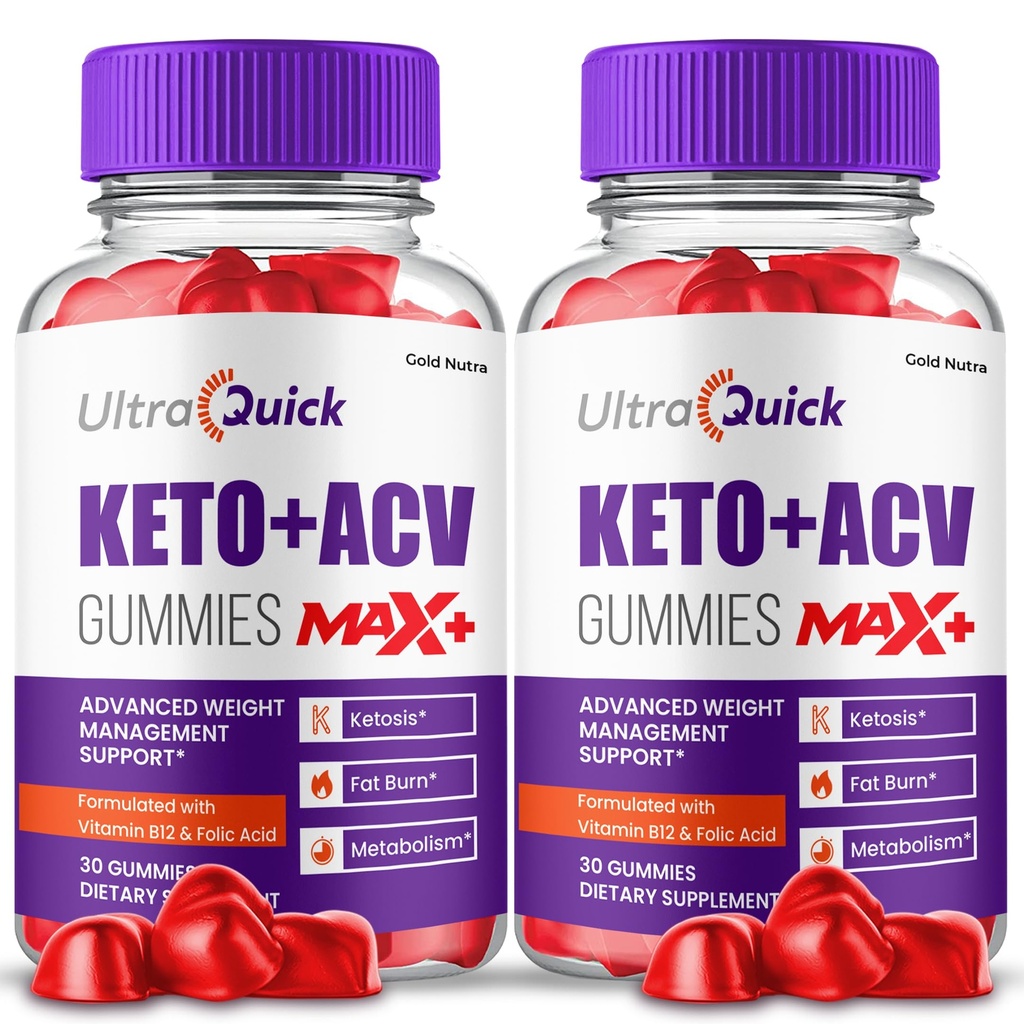 (2 Pack) UltraQuick Max + ACV Gummy, Vyšší potence, Oficiální Ultra Quick Max + Gummies, 2X Silnější Apple Cider Ocet Gummy, 2 Měsíční dodávka