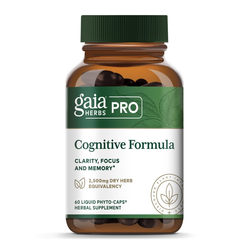GAIA HERBS PRO Kognitivní vzorec - Supplement Brain Health & Blood Flow Support * - Supplementary Circulation Supplementary * with Fo-TI Root, Ginkgo Leaf, & Gotu Kola Leaf - 60 Liquid Phyto-Caps (30 Servings)