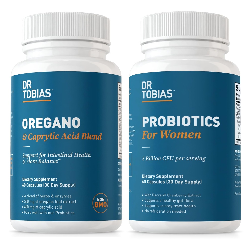 Dr. Tobias Oregano a Capyl acid Blend a Probiotika pro ženy - Podporuje Gut, imunitní a močové zdraví, Non- GMO