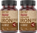 DEVA Nutrition Vegan Chelated Iron 29 mg s B- 12 - Vysoká účinnost, snadné spolknutí - 90 tablet, 2- balení