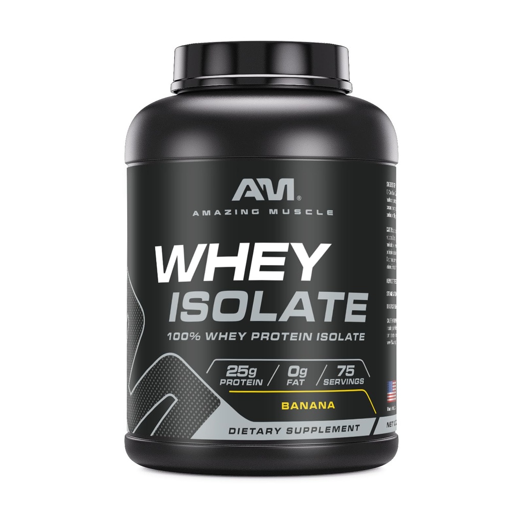 Amazing Muscle Whey Protein Isolate Powder 124; 25 Grams Protein Per Serving Isolate 124; 100% Syrovátka Isolate 124; Nula Fat 124; Made in USA (5 Lb, Banana)