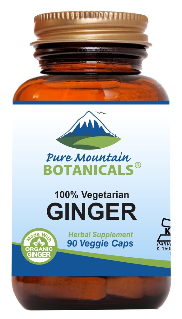 Čisté horské botanické zázvorové kapsle - Kosher Vegan s 1000mg Organic Ginger Root Dodatek