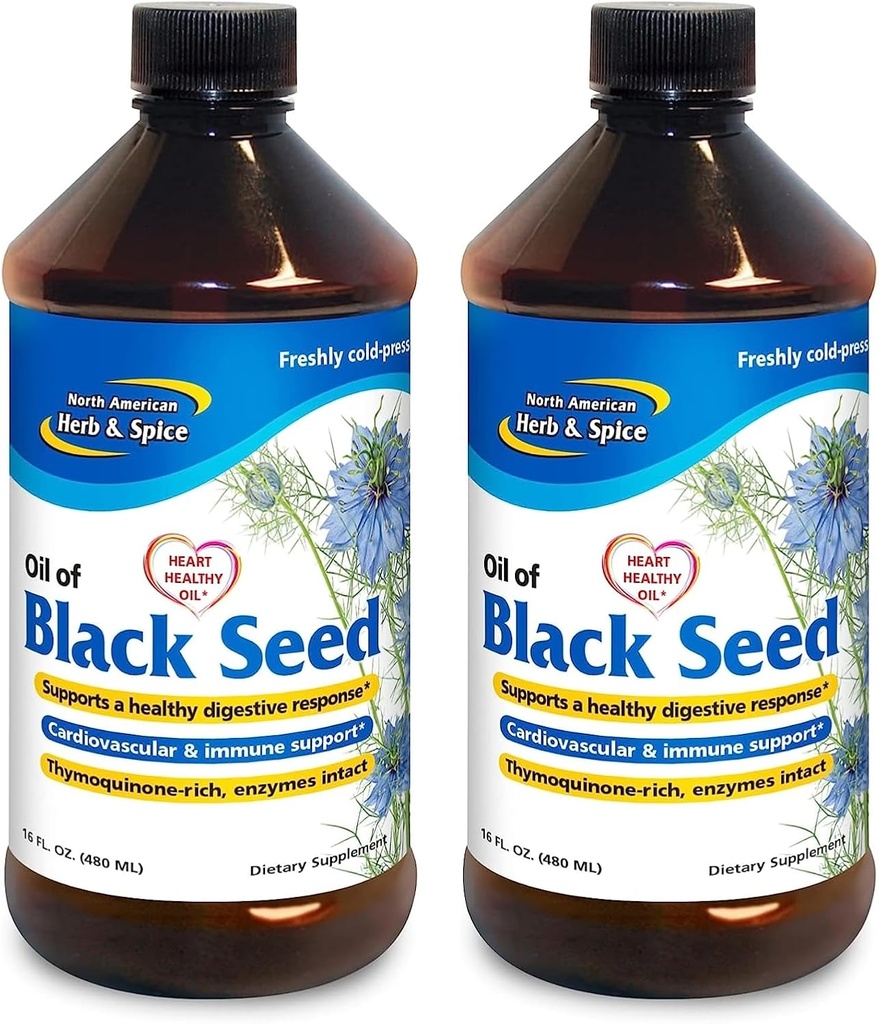 SEVERNÍ AMERICAN HERB & SPICE Black Seed Oil - 16 fl oz, Pack of 2 - Digestive & Imunitation Support - Non- GMO - 192 Celkem Služeb