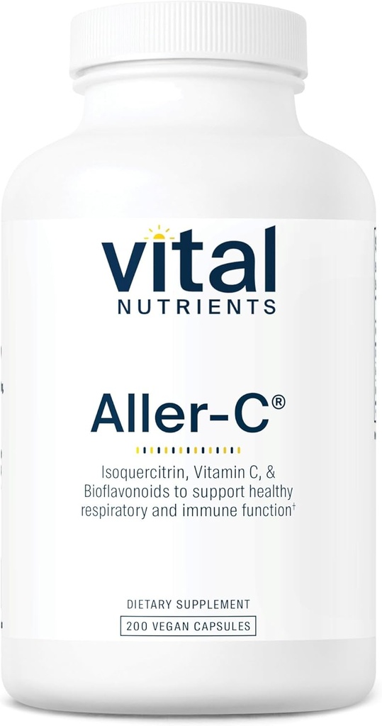Vital Nutrients Aller- C CZ124; Vegan Respirační a sinusová funkce Podpora * CZ124; Isoquercitrin, Bromelain, Bioflavonoidy, & Vitamin C CZ124; Gluten, Mléčné mléko, Soy zdarma doplněk CZ124; 200 Kapsle