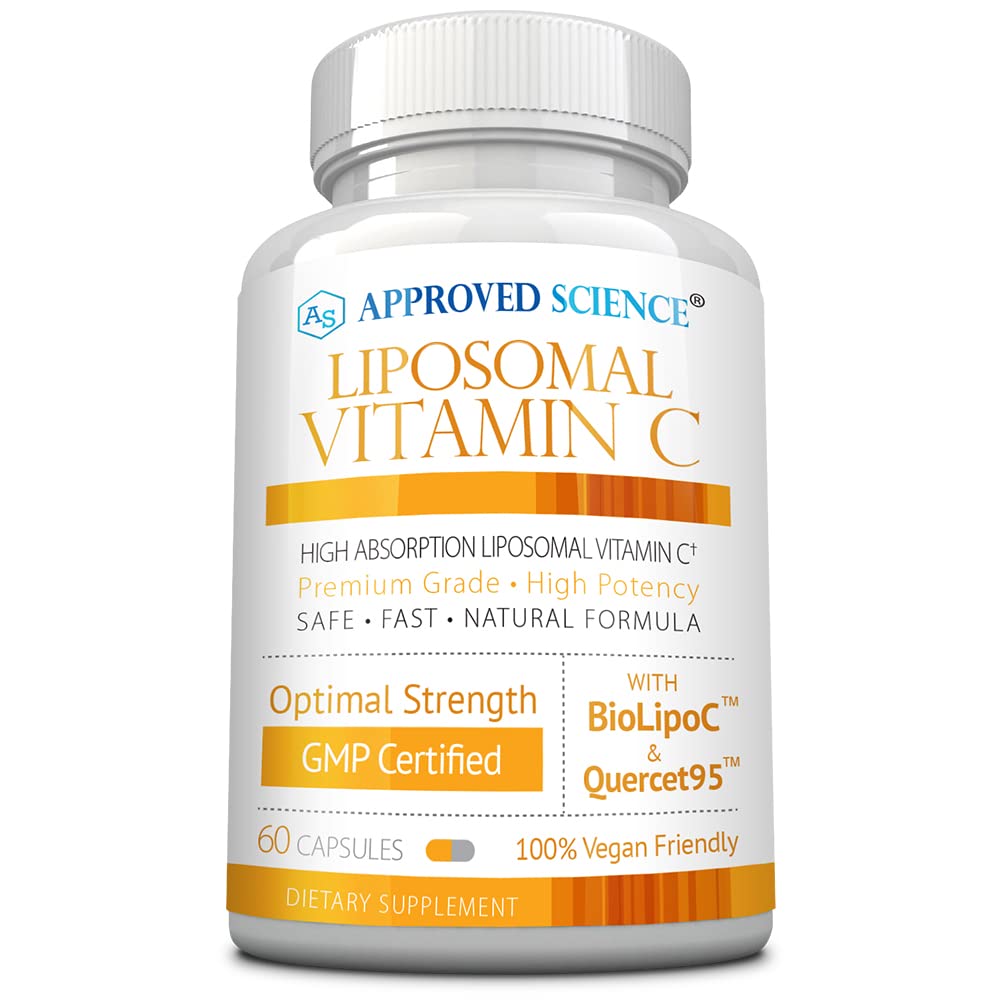 Schválené vědy Lipozomální vitamín C - 1100 mg - 60 Kapsle - Imunitní podpora, Zvýšení kolagenu, Antioxidant - Vysoká absorpce - Tuk Soluble - Non GMO - Vegan - Vyrobeno v USA