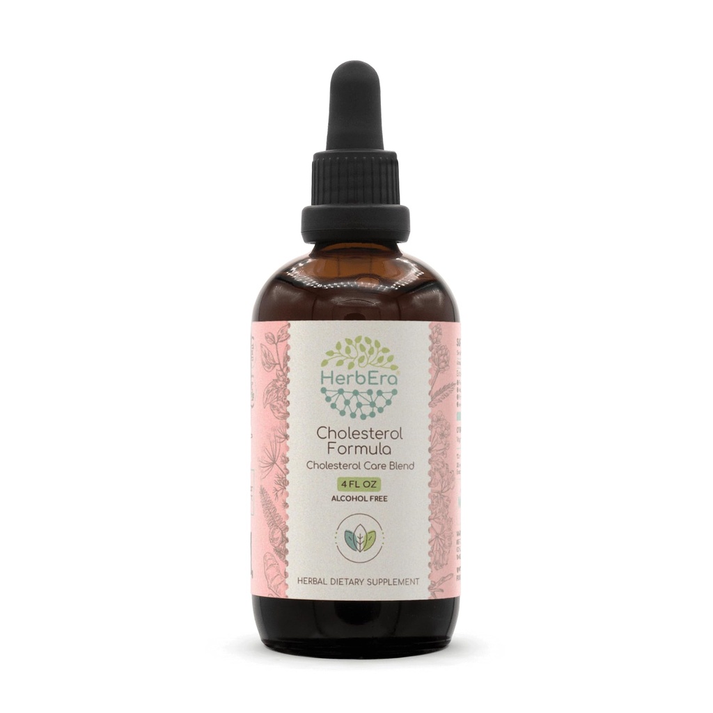 HerbEra Cholesterol Formule B120 Alkoholicko-Free Extract Tincture Artichture Leaf, Hawthorn Leaf and Flower, Fennel Seed, Turmeric Root, Ashwagandha Root, Amla Berry. Cholesterol Care Blend 4 Fl Oz
