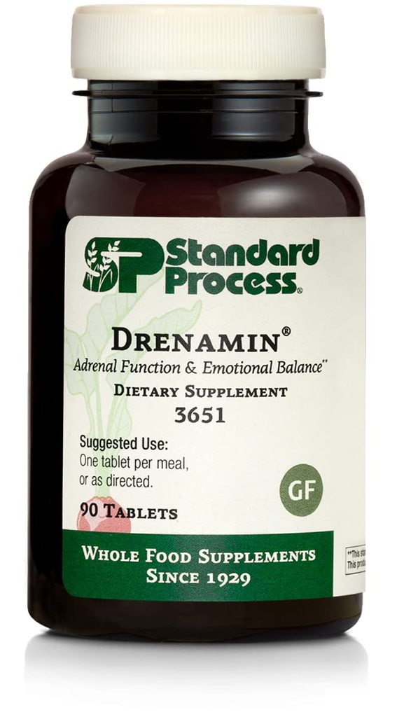 Standardní proces Drenamin - Doplněk adrenálních funkcí pro zdravou reakci na stres - Podporuje zdravou výrobu energie a metabolismus - Gluten- Free, Non- Dairy & Non- Soy - 90 Tablet (90 Servings)