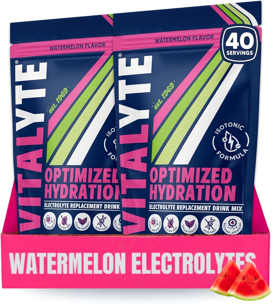 Vitalyte Electrolyte Powder Drink Mix, Isotonic Electrolyte Hydration Mix, Gluten Free Post Workout Powder Mix, Balení po 2, 35 oz. Každý, Meloun vodní Flavor