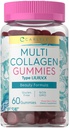 Carlyle Collagen Gummies CLANE124; 60 Počet 124; Multi Collagen Complex CLANE124; Kosmetický dodatek CLANE124; Smíšené Berry Flavor CLANE124; Non- GMO, gluten zdarma