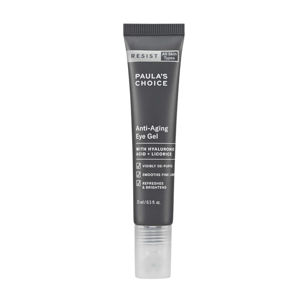 Paulina volba RESIST Anti- Aging Eye Gel s hyaluronickou kyselinou, pro tmavé kruhy, Puffy Eyes, Crow 's Feet, Fine Lines & Wrinkles, 0.5 Ounce