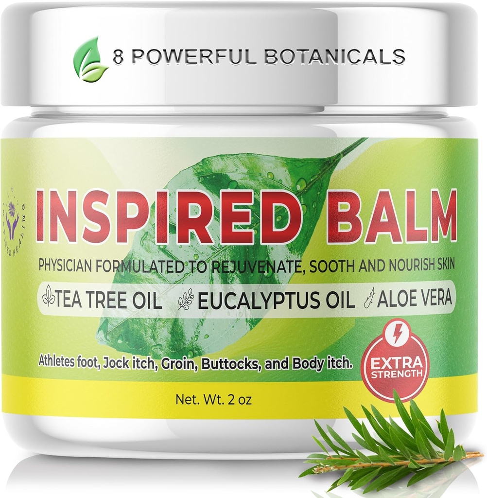 Extra Strength Tea Tree Balm pro pleť - Athletes Foot Cream - Jock Itch Cream pro muže a ženy - Ringworm Cream - Ideální pro Itchy, suchá kůže - Rychle působící lékař certifikovaný Tea Tree Foot Cream (2oz)