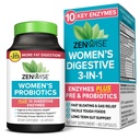 Zenwise Health 3- in-1 Womens Probiotic Supplement for Digestive, Gut Flora & Vaginální zdraví - Denní Probiotika & Prebiotika pro ženy s Digestive Enzymes Podporuje Bloating & Gas Relief - 60 Počet