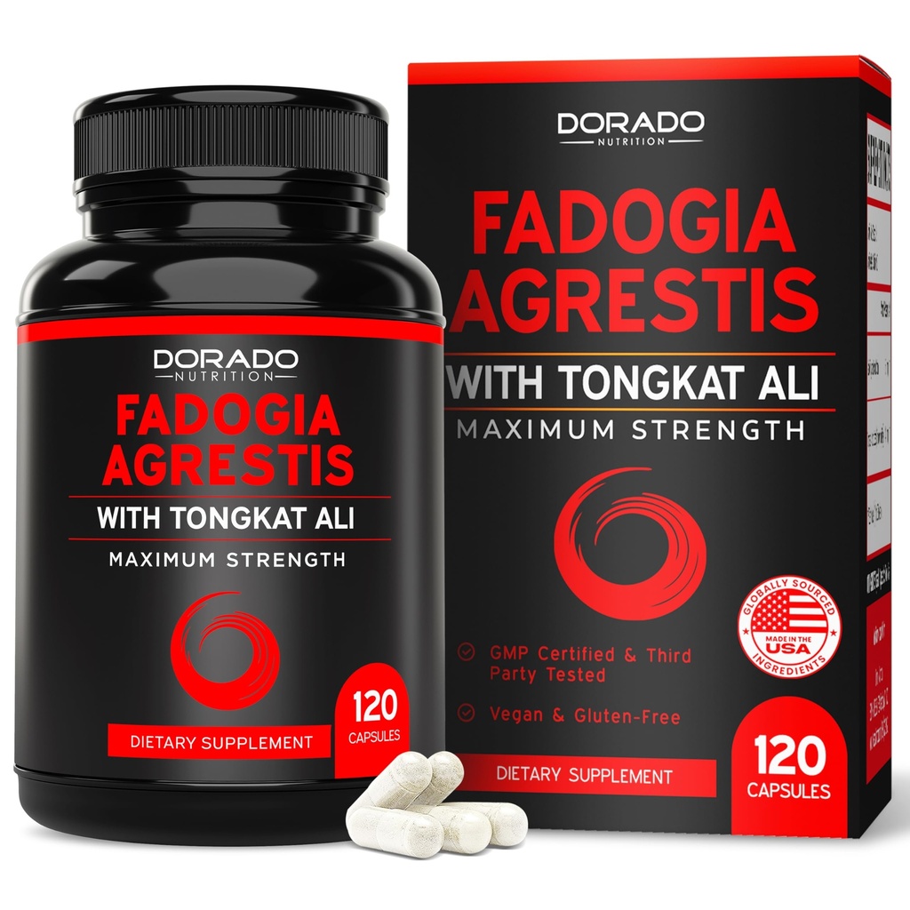 Fadogia Agrestis a Tongkat Ali dodatek Performance Blend - (120 Kapsle) - Maximální síla - Drive, Athletic Performance & Muscle Mass - Gluten Free, Non- GMO, Vegan Kapsle - USA Made
