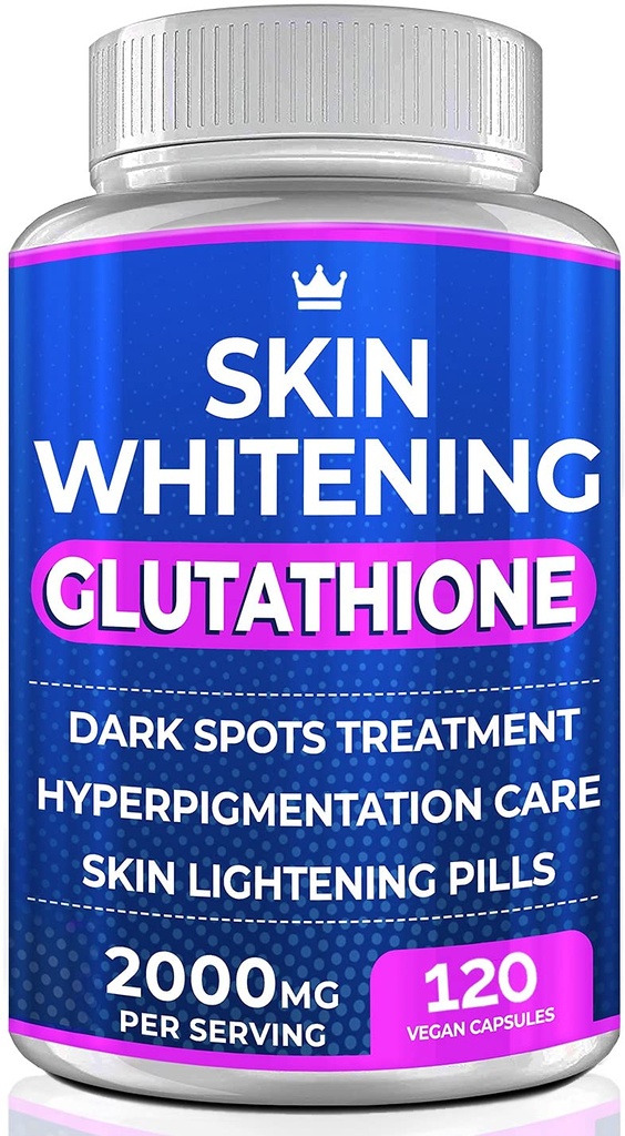 Glutathione Whitening Pills - 120 Kapsle 2000mg Glutathione - Efektivní doplněk pro osvětlení pokožky - Tmavé spoty, Melasma & Akne Scar Remover, Hyperpigmentace Léčba - Anti- Aging Antioxidant