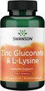 Swanson Zinek Gluconát '&' L- Lysin - 2- in-1 Formule 90 Veg Caps