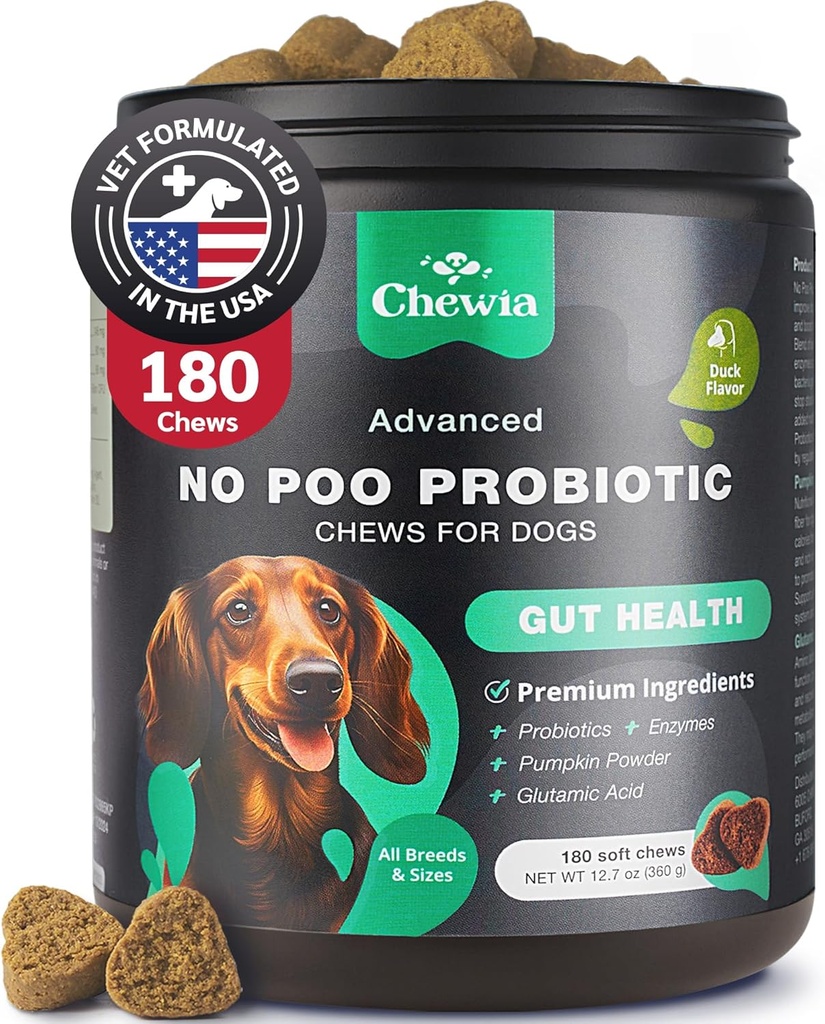 Coprophagia Deterrent - No Poo Chews for Dogs - Dog Probiotika pro stravovací zdraví s enzymy - Psí stolice jíst deterrent - Stravovací, zubní, gut & imunitní zdravotní léčby - No Poop Jezení