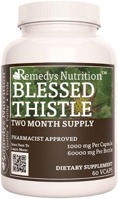 Remedy je výživa požehnaný Thistle 124; 1000 mg, 60 Vegan Kapsle Bylinné dietní dodatek 124; Dva měsíce dodávky