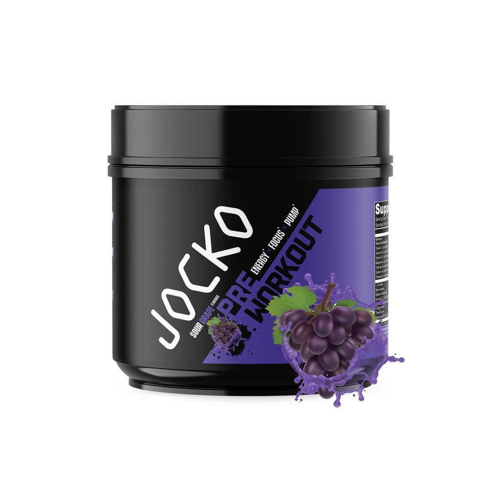 Jocko Fuel Ultimate Pre Workout Powder - Předcvičení Energy Powder Drink pro muže a ženy - High Stim Sugar- Free Nootropic Směs na podporu svalové čerpadlo, energie, & Recovery 200mg Caffeine Sour Grape