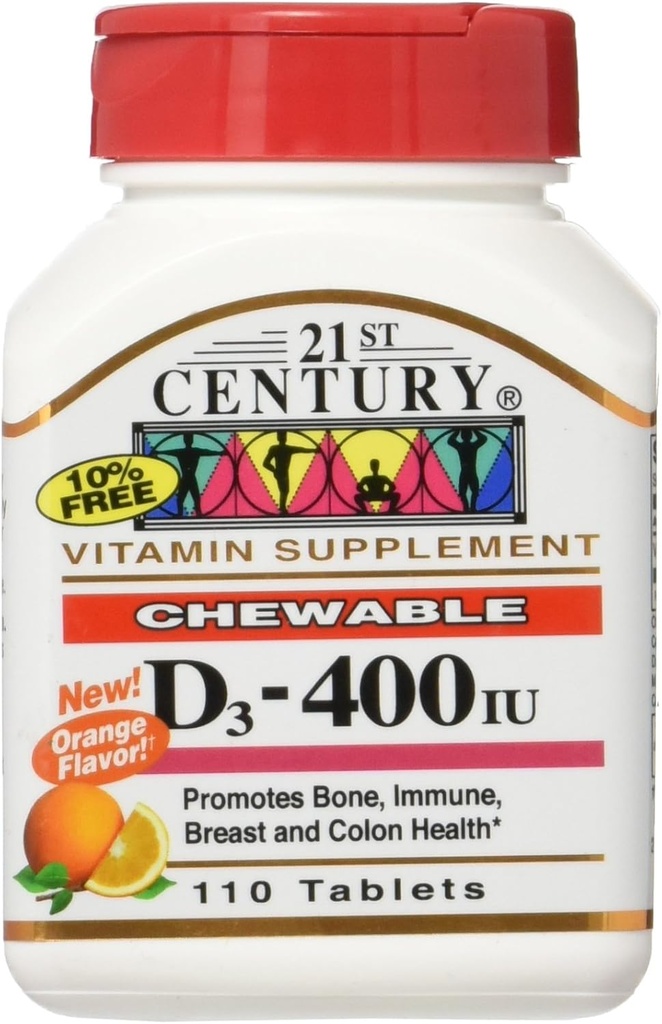 Chewable Vitamin D3, Orange, 10 mcg (400 IU), 110 tablet